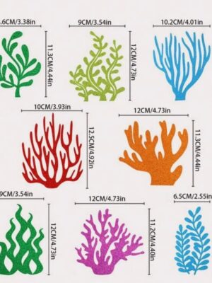 Glitter Coral Reef Cake Toppers 8 Piece