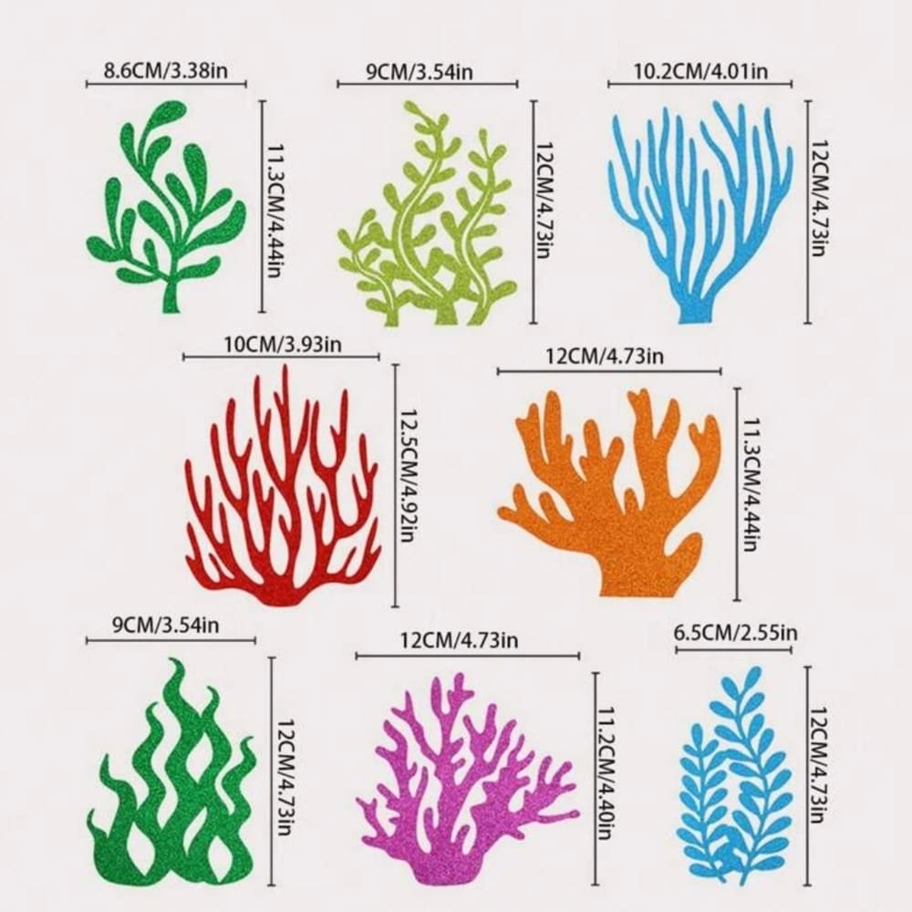 Glitter Coral Reef Cake Toppers-8 Piece 1 Glitter Coral Reef Cake Toppers 8 Piece