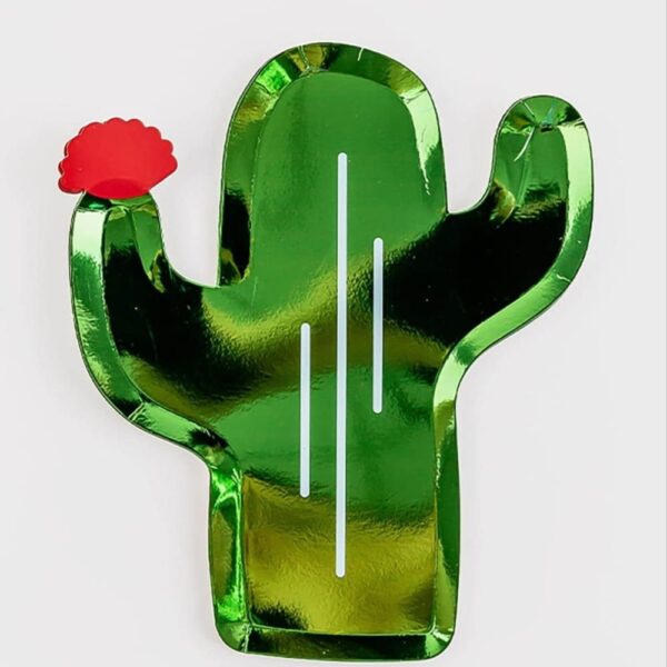Large Cactus Shaped Paper Plates 8 Piece