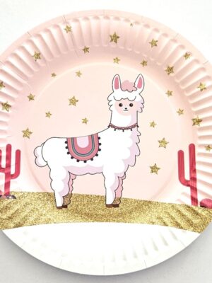 Llama Pink Party Paper Plates 10 Piece