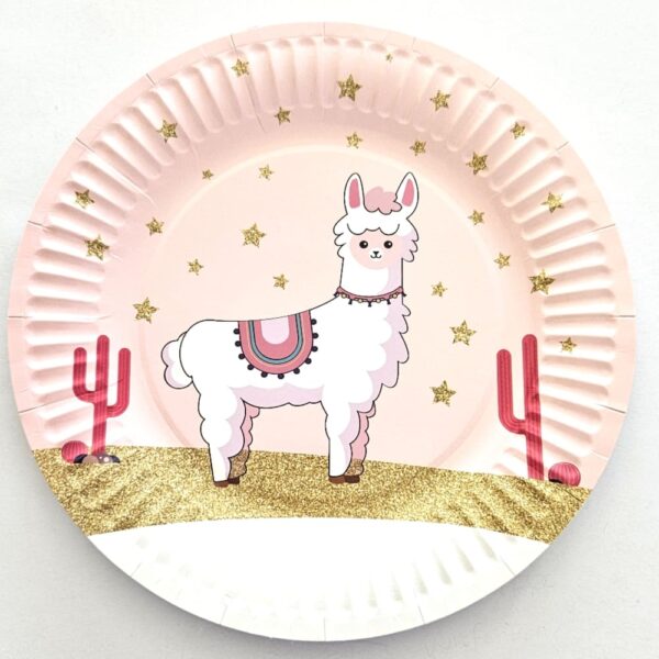 Llama Pink Party Paper Plates 10 Piece