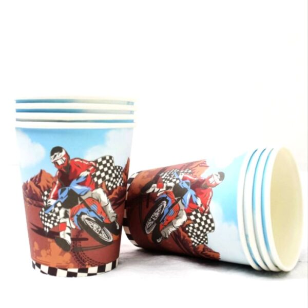 Motorbike Racing Themed Party Paper Cups 8 Piece