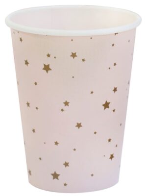 Pink Paper Cups With Gold Star Prints