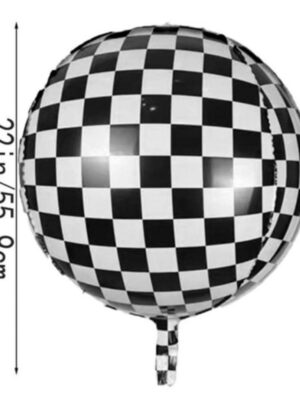 Racing Car Checkered Orb Foil Balloon