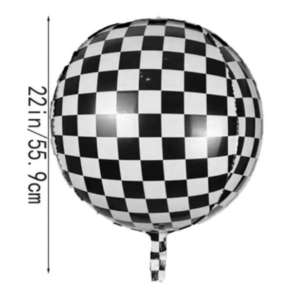 Racing Car Checkered Orb Foil Balloon