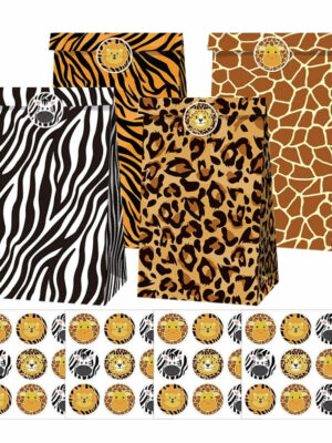 Safari Animal Skin Print Party Favor Bags 12 Piece