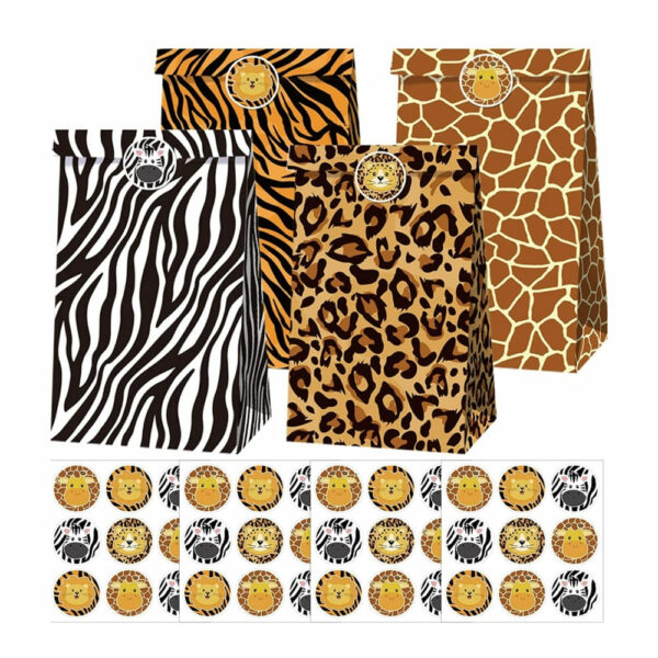 Safari Animal Skin Print Party Favor Bags 12 Piece