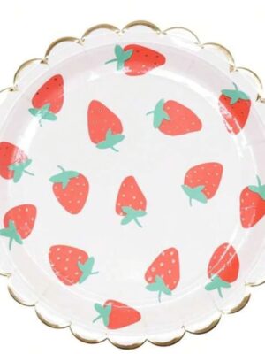 Strawberry Scalloped Shaped Paper Plates