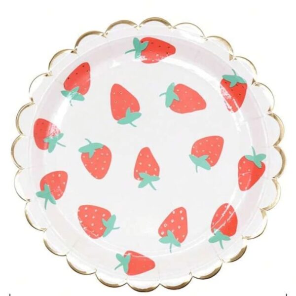 Strawberry Scalloped Shaped Paper Plates