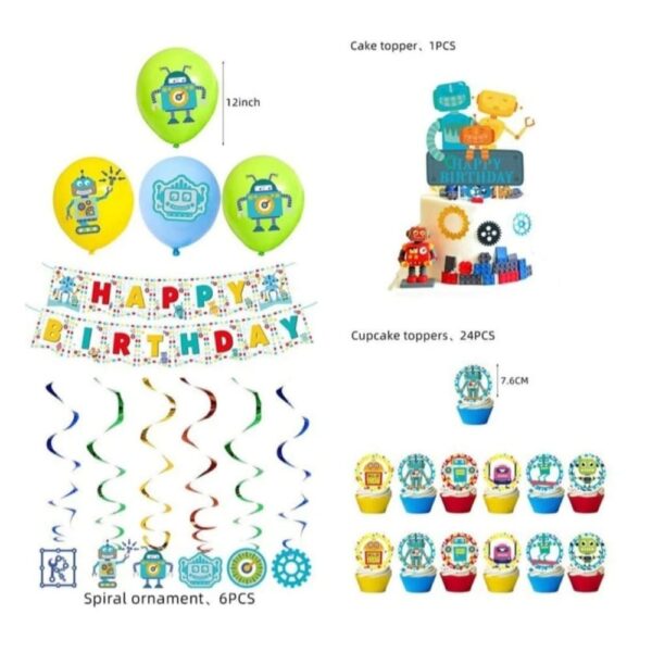 64 Piece Robot Themed Party Decorations