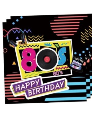 80's Happy Birthday Napkins 20 Piece