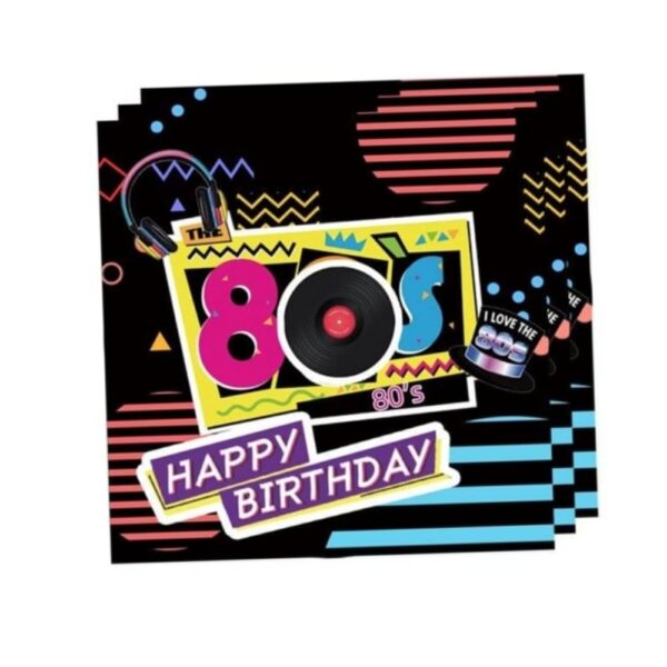 80's Happy Birthday Napkins 20 Piece
