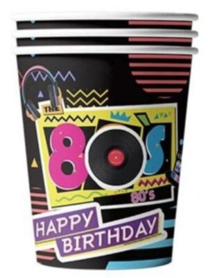 80's Happy Birthday Paper Cups 10 Piece
