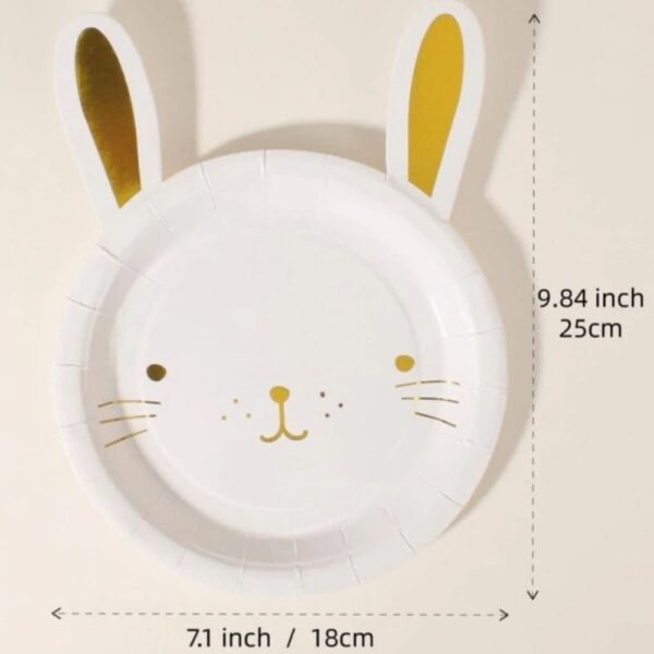 Bunny Shaped Plates with Gold Foil Detail 8 Piece