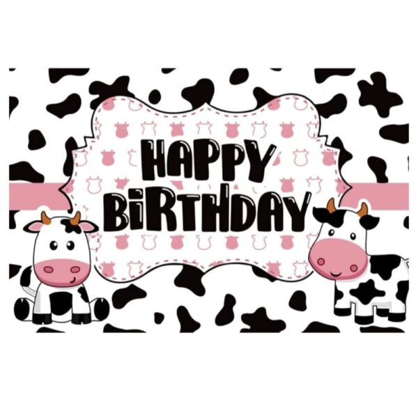 Cow Happy Birthday Party Back Drop