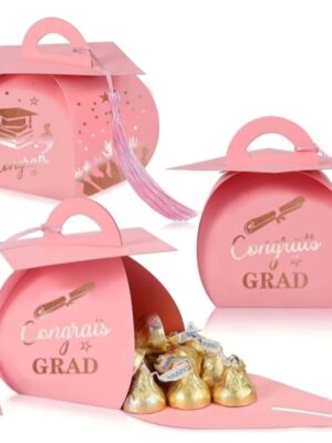 Graduation Pink Favor Boxes 6 Piece