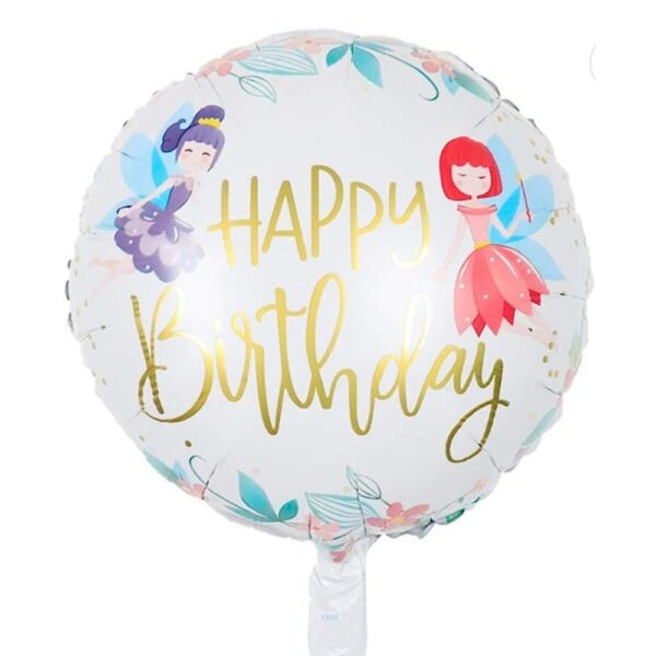 Happy Birthday Fairy Round Foil Balloon