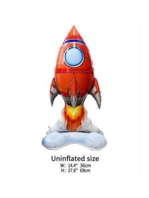 Mini Red Space Rocket Standing Foil Balloon