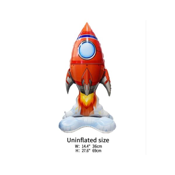 Mini Red Space Rocket Standing Foil Balloon