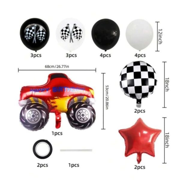 Monster Racing Car Balloon Set