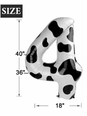Number Four Shaped Foil Balloon Cow Skin Print