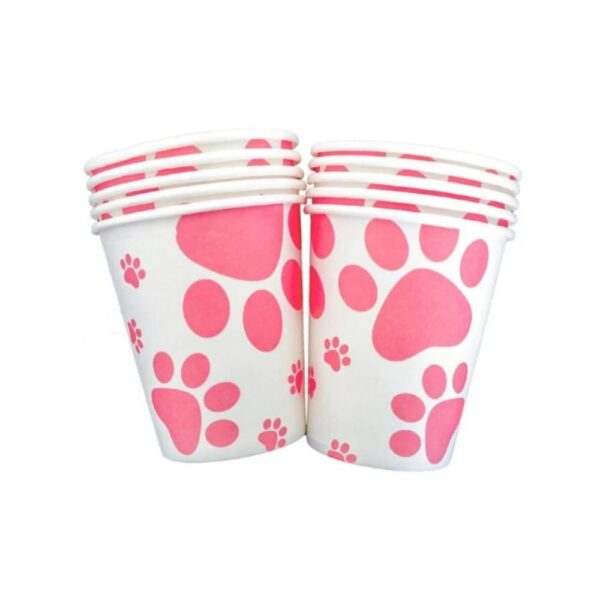 Pink Paw Prints Paper Cups 10 Piece