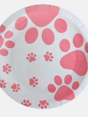 Pink Paw Prints Paper Plates