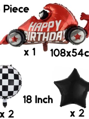 Racing Car Shaped Foil Balloon Themed Set 5 Piece