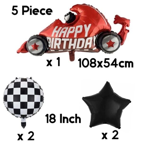 Racing Car Shaped Foil Balloon Themed Set 5 Piece