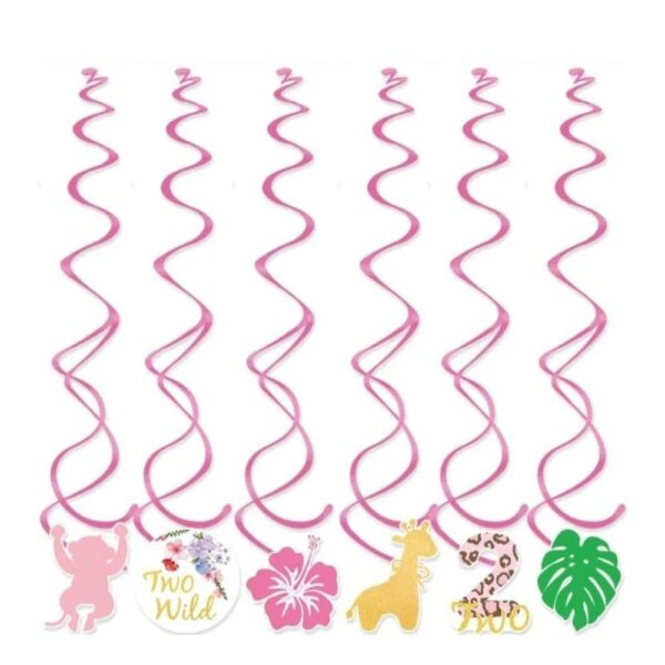 Two Wild Themed Hanging Swirl Decorations