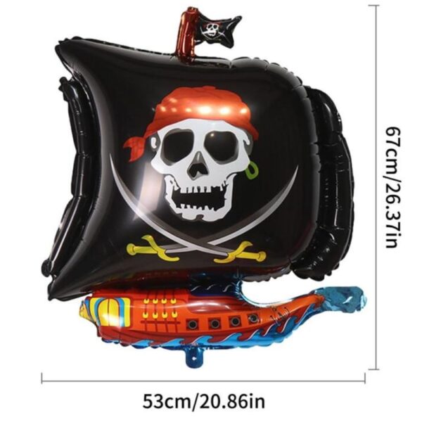Black Pirate Ship Shaped Foil Balloon