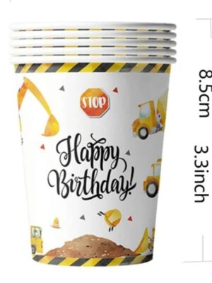 Construction Happy Birthday Paper Cups 10 Piece