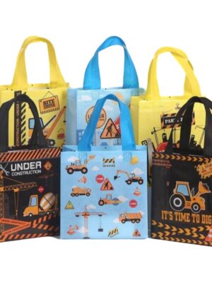 Construction Themed Party Tote Bags 12 Piece