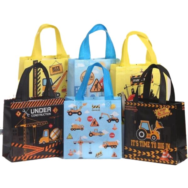 Construction Themed Party Tote Bags 12 Piece