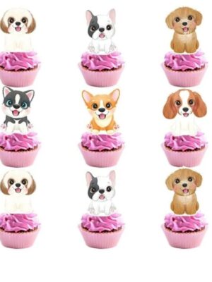Cute Dog Cupcake Toppers 24 Piece