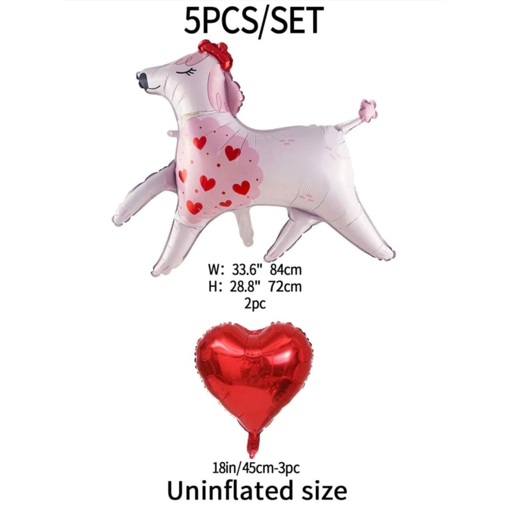 French Poodle Shaped Foil Balloon Set-5 Piece 1 French Poodle Foil Balloon Set 5 Piece