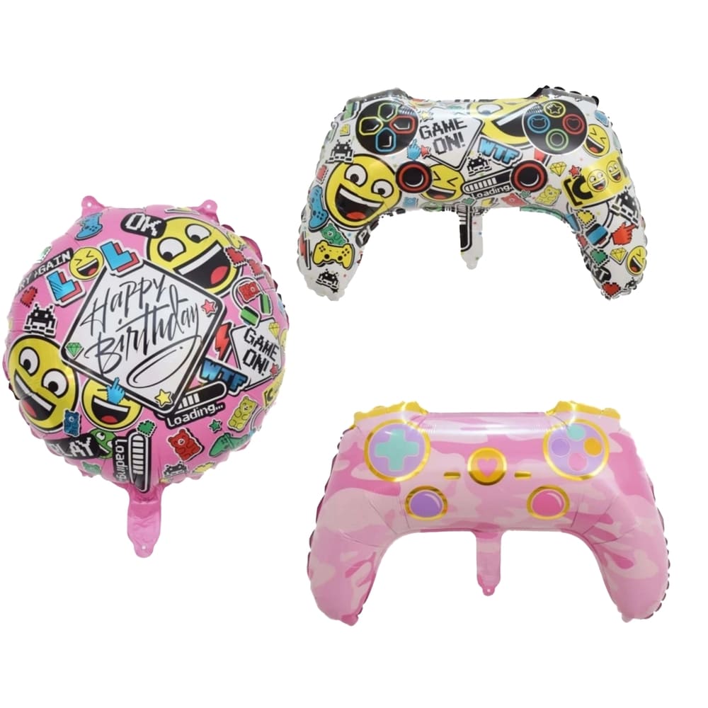 Video Game Foil Balloons Set-Girl Themed-3 Piece 1 Gaming Girl Foil Balloons 3 Piece