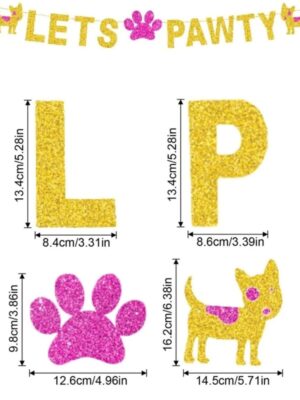 Lets Pawty Bunting Glitter Gold And Pink