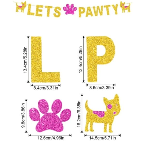 Lets Pawty Bunting Glitter Gold And Pink