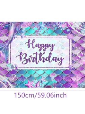 Mermaid Happy Birthday Backdrop