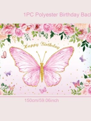Pink Butterfly Party Back Drop