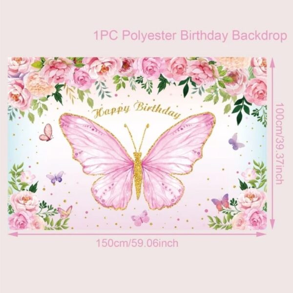 Pink Butterfly Party Back Drop