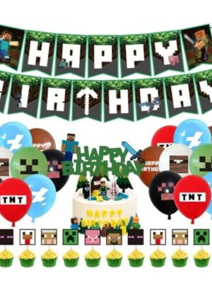 Pixel Party Decorations Minecraft Themed