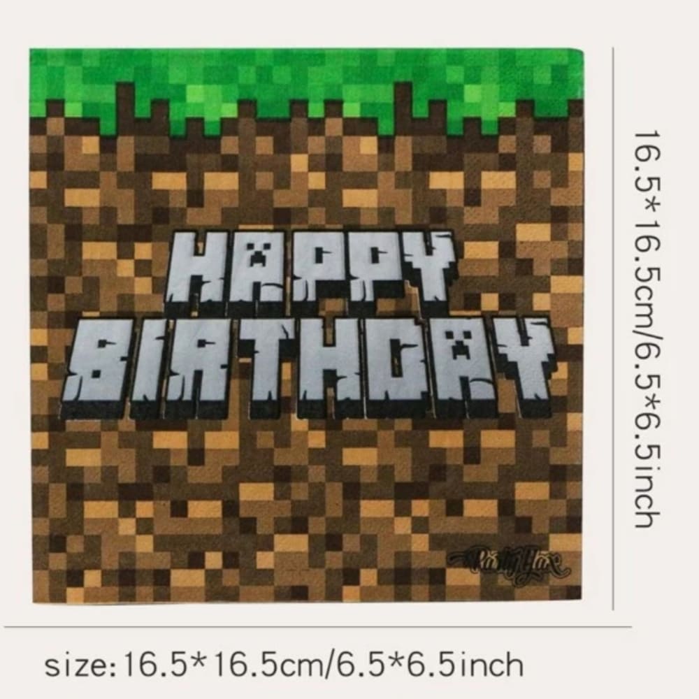 Pixel Party Paper Napkins-24 Piece 1 Pixel Party Paper Napkins 24 Piece