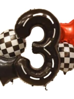 Racing Car Foil Balloons Number 3 Balloon Set