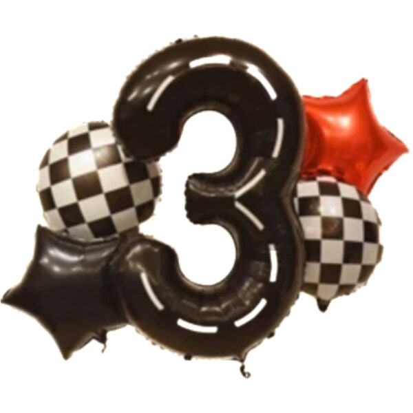 Racing Car Foil Balloons Number 3 Balloon Set