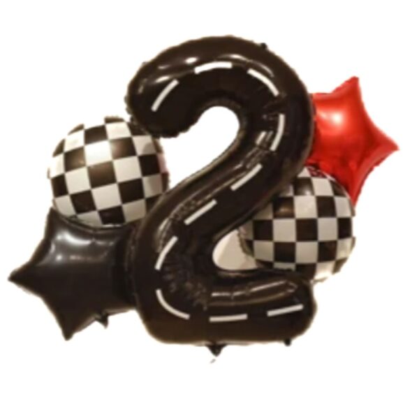 Racing Foil Balloons Number Two Balloon Set 5 Piece