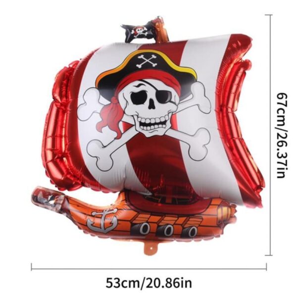 Red an White Striped Pirate Ship Shape Foil Balloon