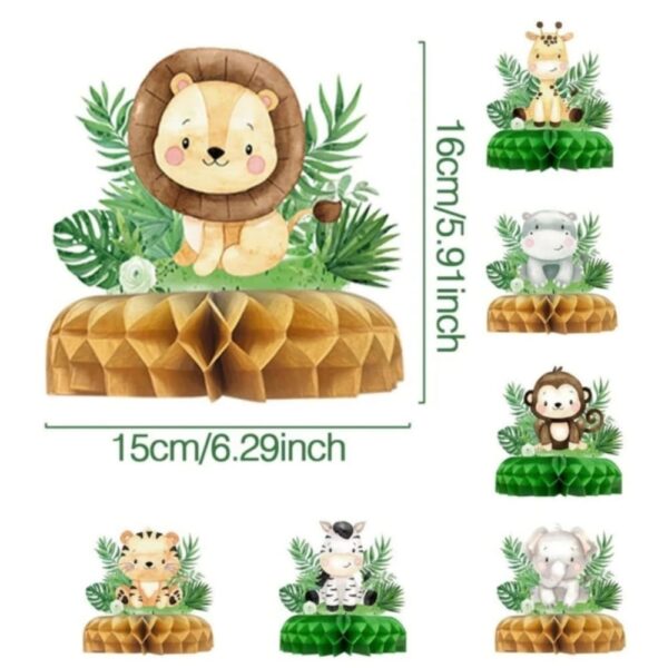Safari Animals Honey Comb Decorations 7 Piece