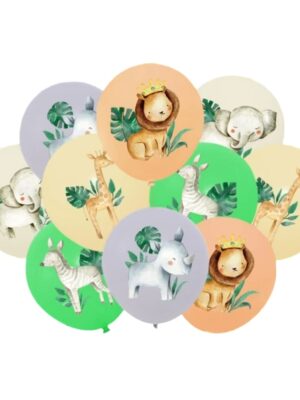 Safari Animals Latex Balloons 10 Piece